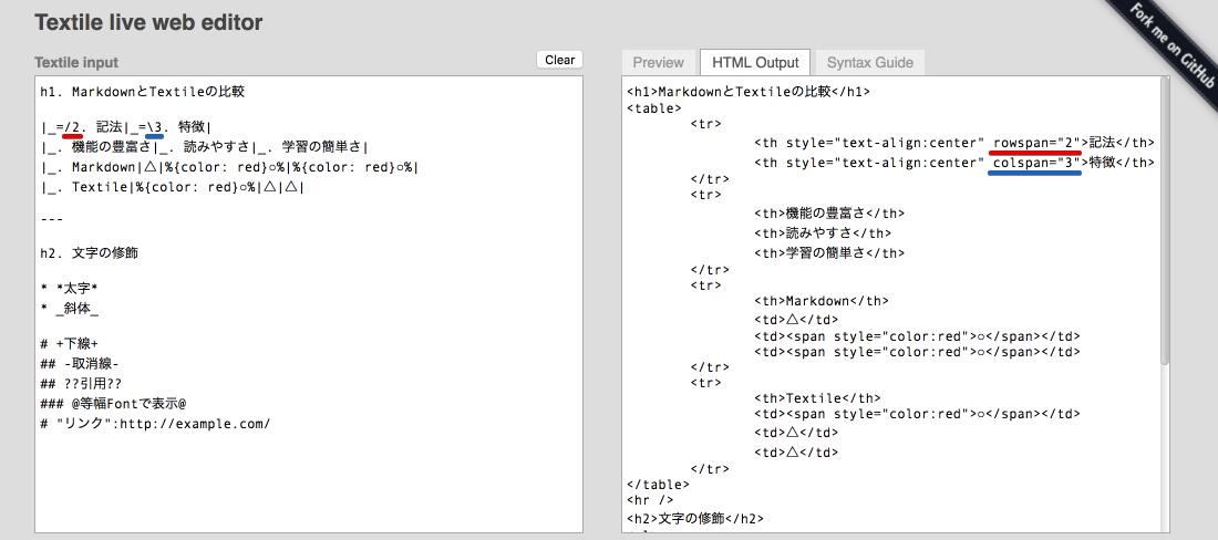 オンラインでTextileをhtmlに変換